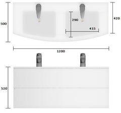 Chloe Vanity 1050 2 Drawer Double Basin 1